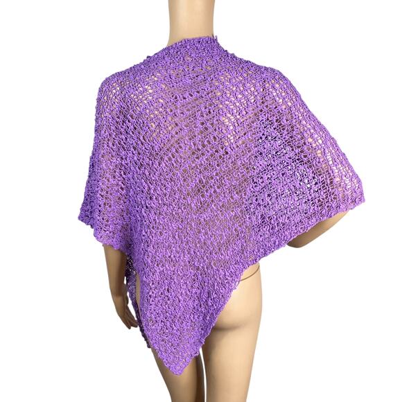 Lost River Clothing Hand Knit Crochet Cowl Lagenlook Asymmetric Poncho Sweater - Picture 8 of 10